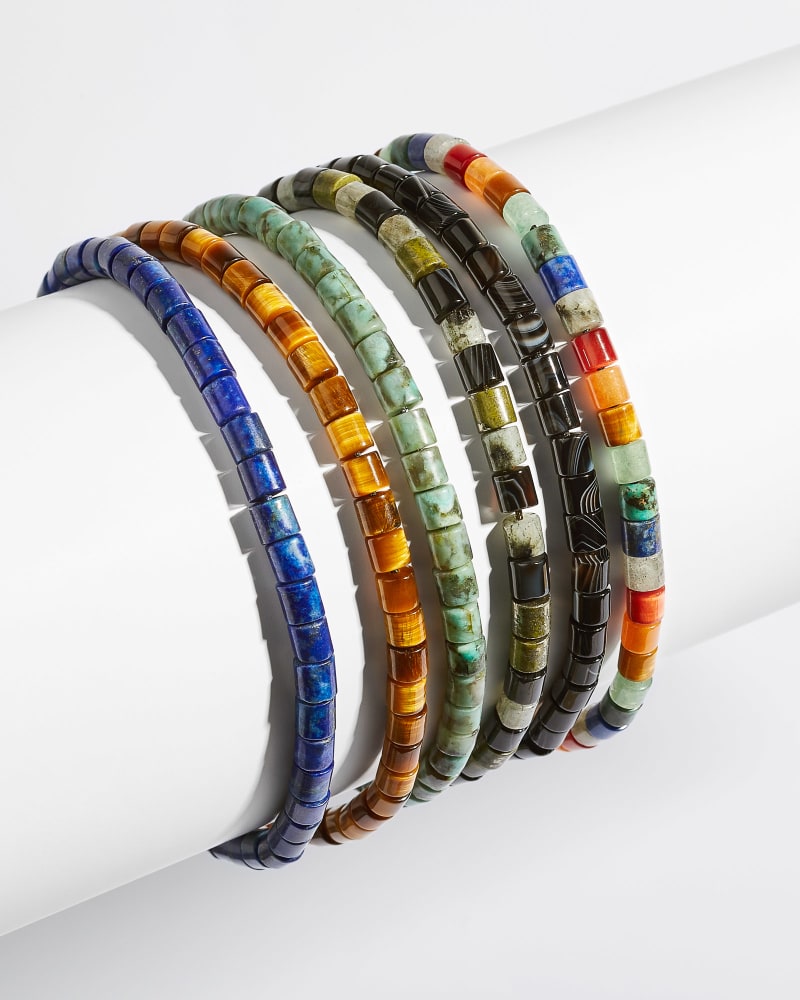 Grey Oxidized Sterling Silver Corded Bracelet in Black Banded Agate image number 1